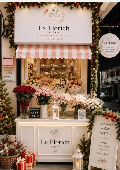 หน้าร้าน La Florich ตกแต่งคริสต์มาสและปีใหม่